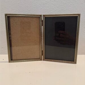 Vintage Heavily Tarnished Double Brass Silver Tone 5x7 Picture Frame